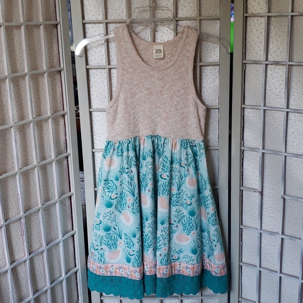 Wild flower sleeveless cream and blue dress 10